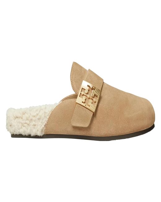 Tory Burch Black Mellow Shearling Mule "Noisette/Taupe/ 163612-250"