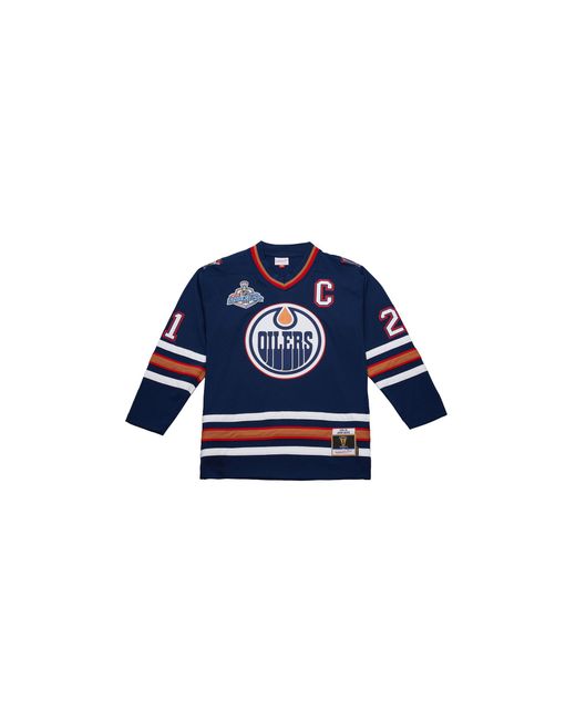 Mitchell & Ness Blue Nhl Dark Jersey Oilers 2005 Ryan Smyth Jy8020 Edonavy" for men