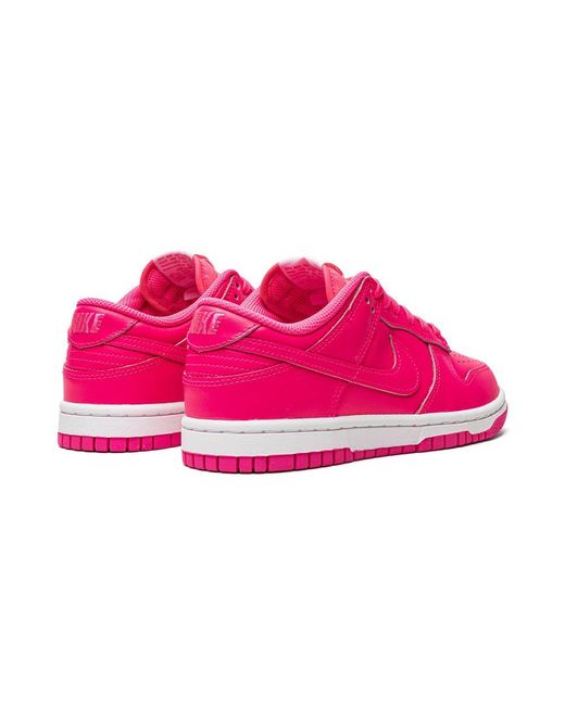 Nike Black Hot Pink Leather Dunk Low Sneakers