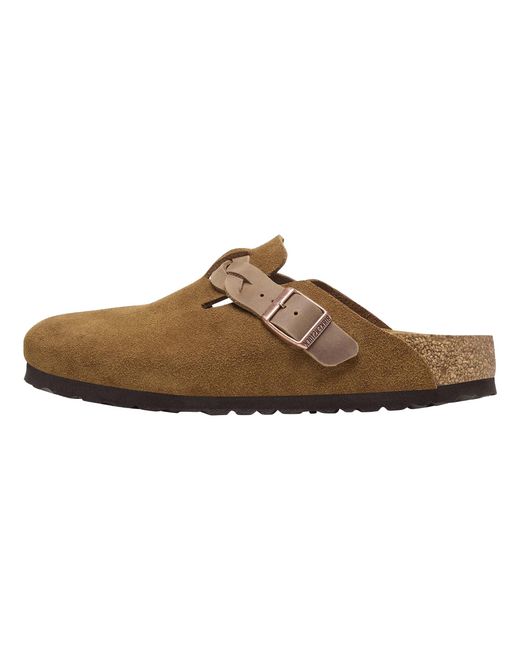 Birkenstock Brown Boston Braided Suede Leather "Mink Suede-Narrow Fit" 1026713" for men