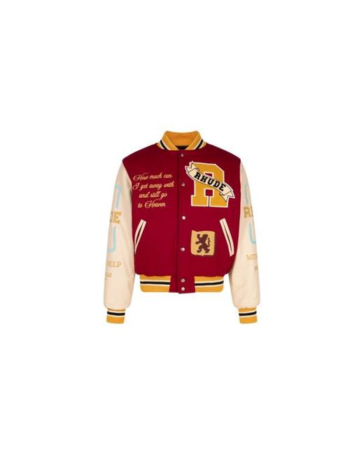 Rhude Red Le Valley Varsity Jacket "bordoux And Creme" for men