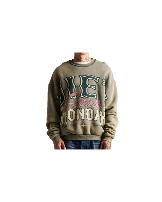 DIET STARTS MONDAY Black Jumbo Crewneck Sweater "Stonewash" Dsm Hol2501 020" for men