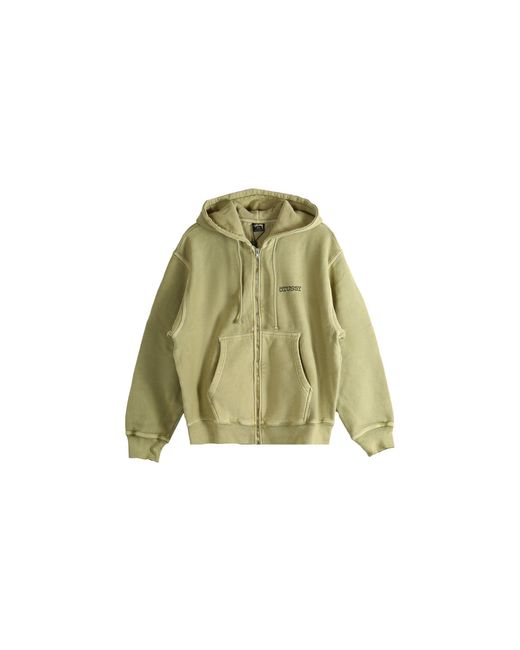 Stussy Green Jumbo Pig Dyed Zip Hoodie "Elm" 1975078 Elmm" for men
