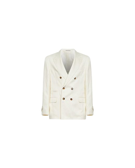 Brunello Cucinelli Black Double-Breasted Blazer Brun1148" for men