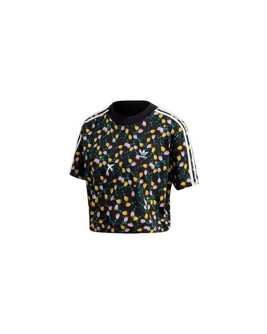 Adidas Black Originals Allover Print Crop Top Fl4108"
