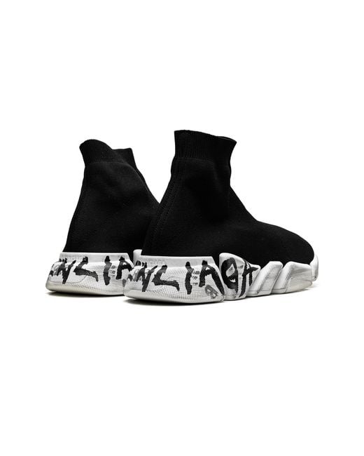 Balenciaga Black Speed 2.0 Sneaker "Worn-Out Graffiti for men