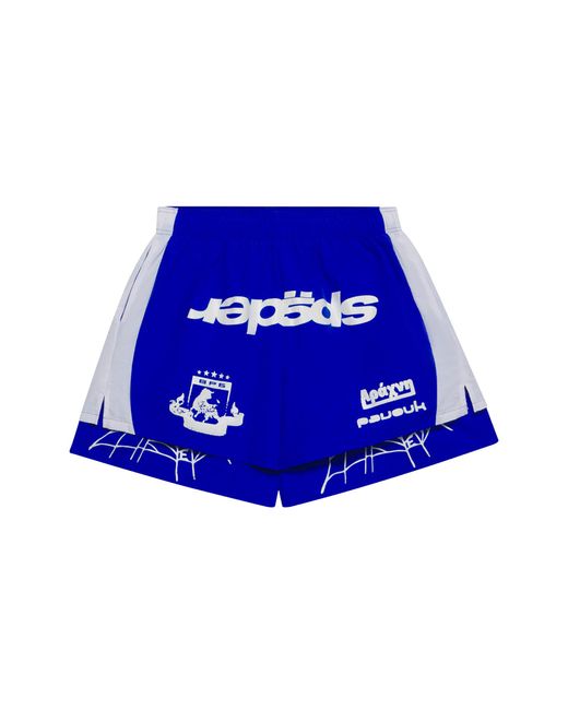 Sp5der Blue Soccer Double Layer Shorts 571" for men