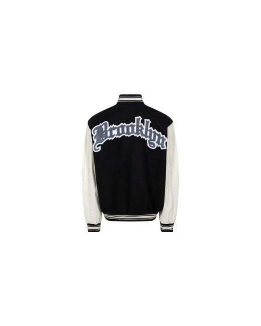 Jeff Hamilton Black Brooklyn Nets Wool/Leather Jacket "Old English “Brooklyn” Nba 102 Brk"