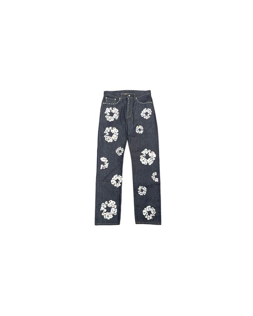 DENIM TEARS Black Levi's 501 Rhinestone Cotton Wreath Logo Jeans "Selvedge for men