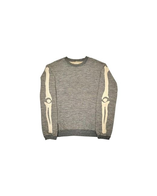 Kapital Black Bone Grandrelle Knit Crewneck Sweatshirt "Charcoal" Kap051" for men