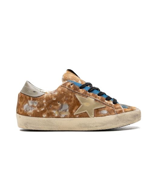 Golden Goose Deluxe Brand Black Super-Star Leopard Horsy Upper Painted Nabuk Toe Mirror Star Shiny Heel "Leo Hazelnut Light"