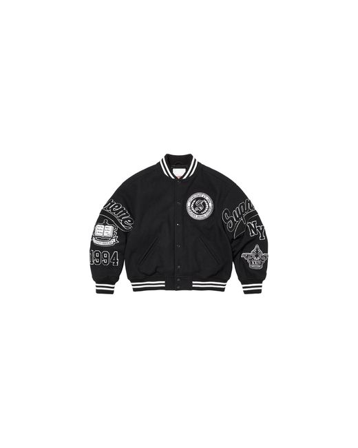 Supreme Black Veritas Varsity Jacket "Fw24