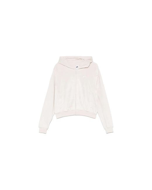 Nike Black Sportswear Chill Knit Loose Velour Full-Zip Hoodie "Light Orewood Sail" Hj0954 104"