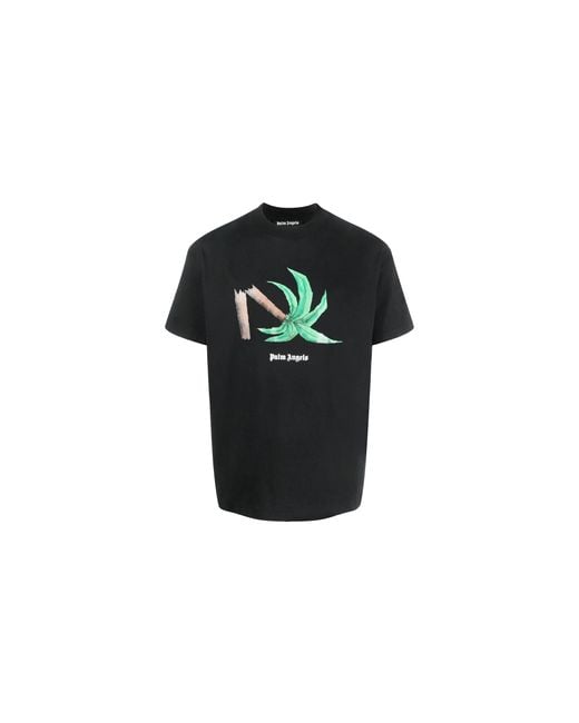 Palm Angels Black Broken Palm Classic T-Shirt Pmaa001C99Jer0131055" for men