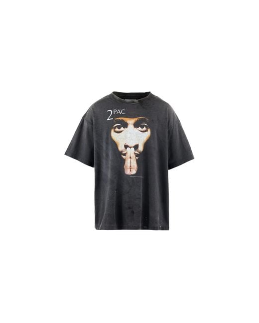 SAINT Mxxxxxx Black Saint Michael X 2Pac Short Sleeve T-Shirt Shirt "Washed" Sm Hr8 0000 C14" for men