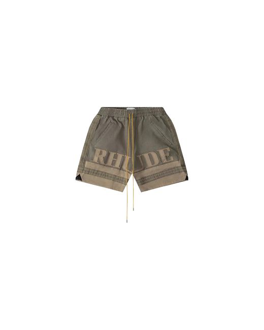 Rhude Black Embroidered Canvas Logo Shorts Tan" Rhfw23Sh04418878" for men
