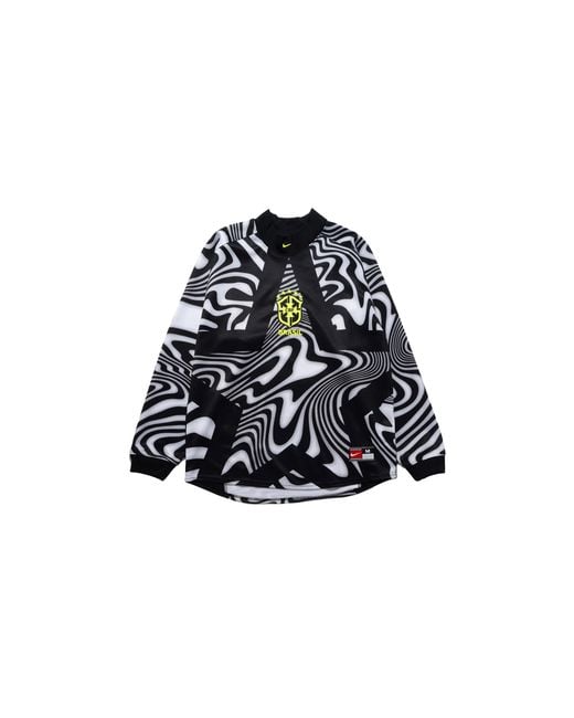 Nike Black Brazil Authentic Goalkeeper Football T-Shirt Volt" Io0795 010" for men
