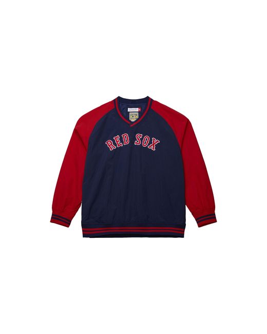 Mitchell & Ness Blue Nylon Pullover Jacket Vintage Logo "Mlb Sox" Jk9272 Brsnavy" for men