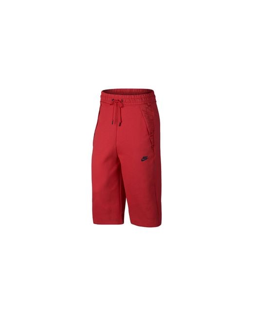Nike Red Sportswear Tech Fleece Capri Pants 832648 602"