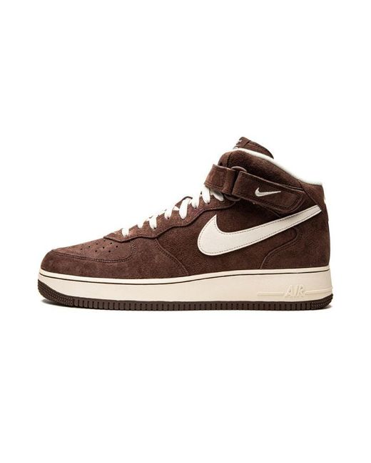 Nike Brown Air Force 1 Logo-embroidered Leather Mid-top Trainers for men