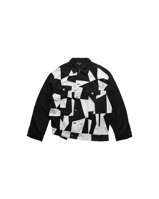 COMME DES GARÇON BLACK Black Patchwork Twisted Trucker Jacket 1Oj0290521 Blk" for men
