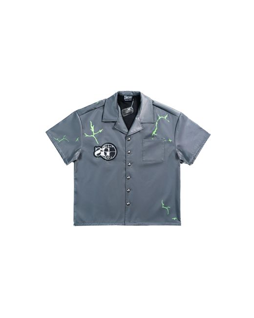 Triple Sevens Blue Sniper Gang 7Sniper Nylon Button Up Shirt Ts7006" for men