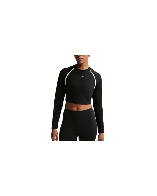 Nike Black Sportswear Tight Long-Sleeve Cropped Top Chalk Chalk" If0338 010"
