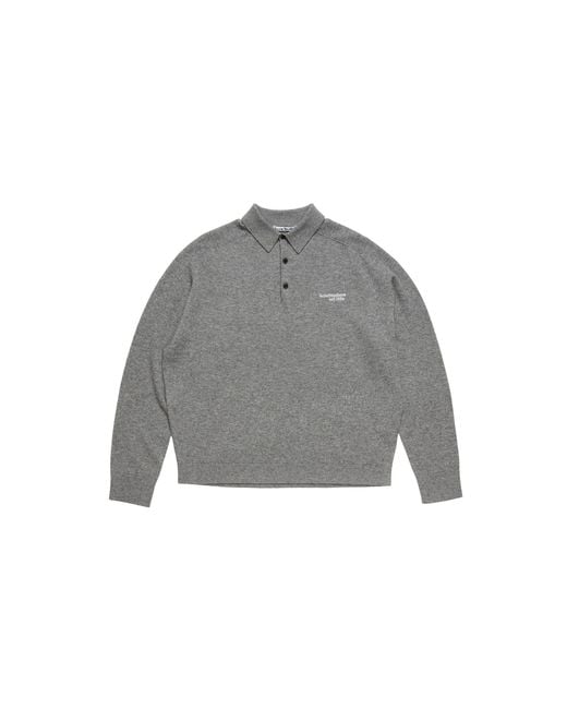Acne Gray Wool Knit Polo "Dark" B60388 Aa3" for men