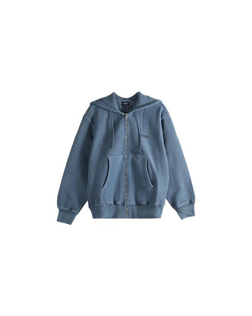 Stussy Blue Jumbo Pig Dyed Zip Hoodie 1975078" for men