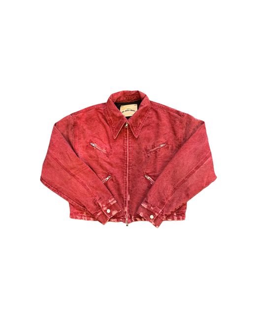 SEKRIT Red Denim Jacket "Dirty" Skrt004" for men