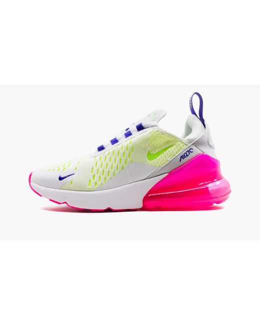Nike Air Max 270 white / Pink Blast / Volt Shoes | Lyst