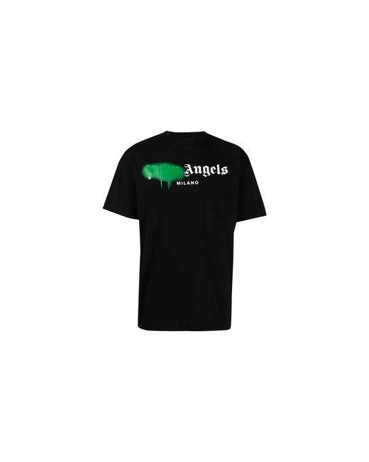 Palm Angels Black Milano Sprayed Logo T-Shirt Pmaa001C99Jer0061055" for men