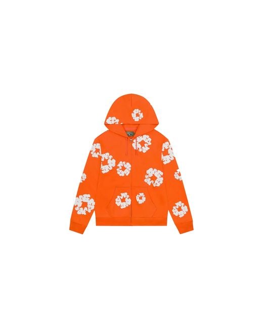 DENIM TEARS Orange Cotton Wreath Zip Hoodie Dt452" for men
