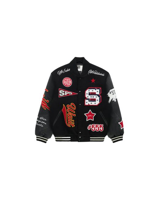 Sp5der Black District V Varsity Jacket 371" for men