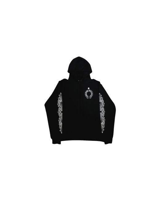 Chrome Hearts Black Horseshoe Floral Pullover Hoodie Chrm1605" for men