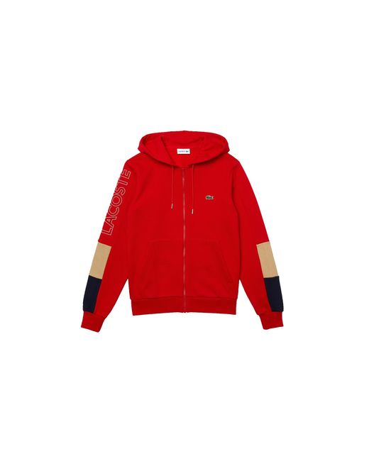 Lacoste Red Fleece Zip-Up Hoodie Sh6885 51 1Fu" for men