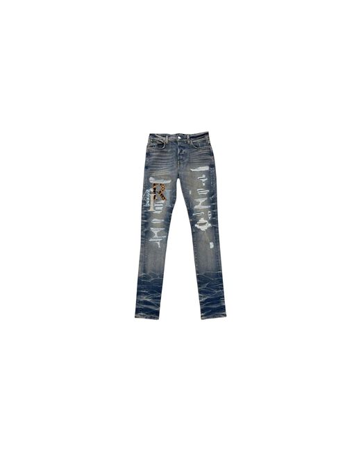 Amiri Black Leather Staggered Logo Jeans "Vintage Multi" Aw23Mds021 875" for men