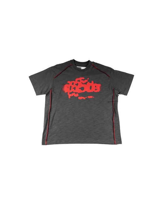 Sp5der Black Contrast Stitch Slub Tee "Slate" 436"