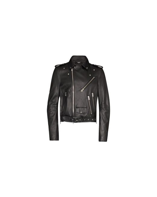 Amiri Black Leather Motorcycle Jacket Mlj033 001" for men