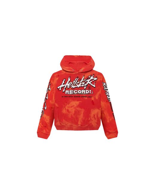 HELLSTAR Red Records Hooded Sweatshirt "Washed" Hsr239" for men