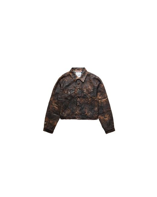 Acne Black Distressed Denim Jacket With Monogram Coating B90801700" for men