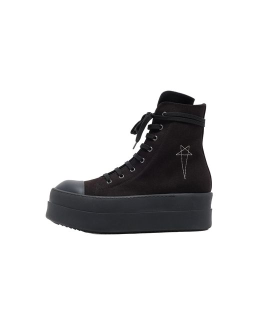 Rick Owens Black Double Bumper Pentagram Embroidered Sneaker High Du02S2831 9899" for men