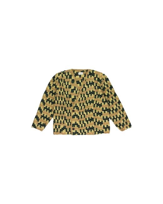 Aimé Leon Dore Green Double Breasted Hand Knit Cardigan Fw23Ks035" for men