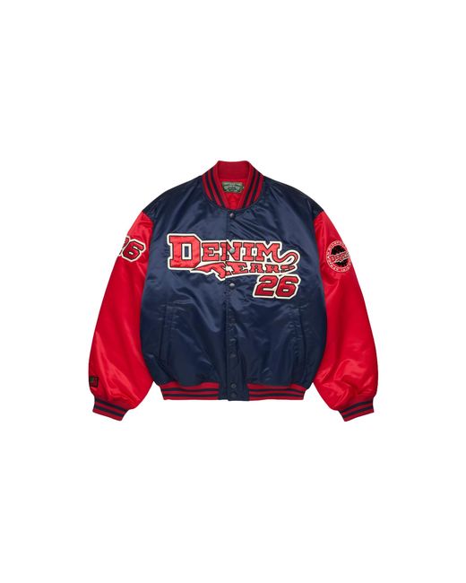 DENIM TEARS Black Dt Baseball Varsity Jacket Dt877" for men