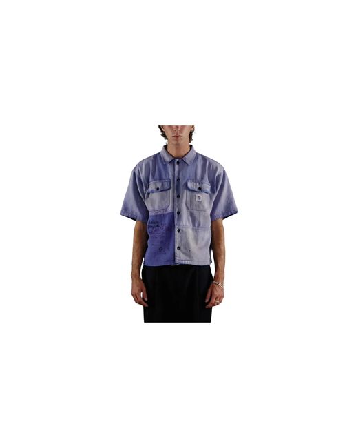 PALY Black Love Herringbone Work Shirt 10U002Q1010Nvy" for men