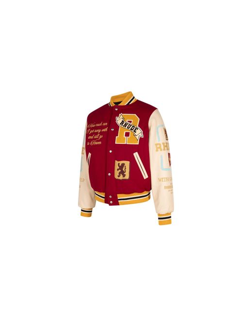 Rhude Red Le Valley Varsity Jacket "bordoux And Creme" for men