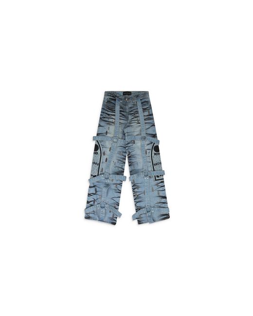 Who Decides War Blue Stripe Bondage Wide-Leg Jeans 3120250008Ss24"