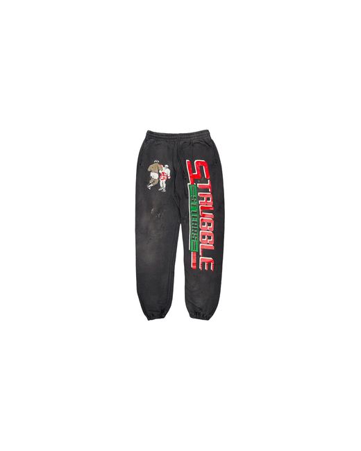 DENIM TEARS Black Struggle Logo Sweatpants "Saint Michael for men