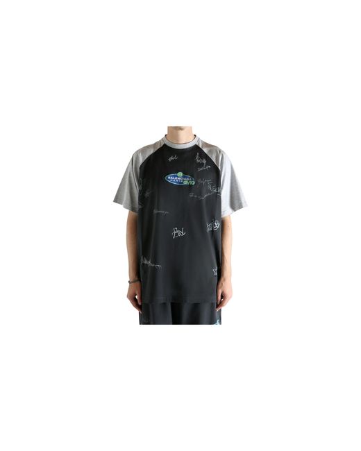 Balenciaga Black Raglan Oversized T-Shirt "Faded Washed" 850419 Ttve2 1041" for men