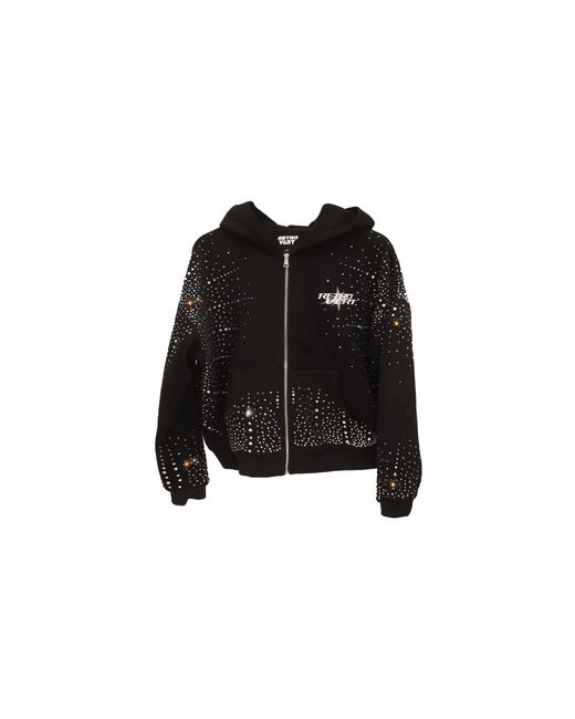 RETROVERT Black Rhinestone Zip Up Jacket Ret028" for men